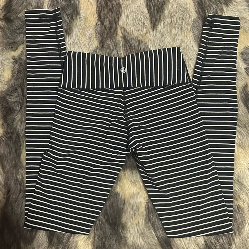 Lululemon Black & White Striped Kids Leggings